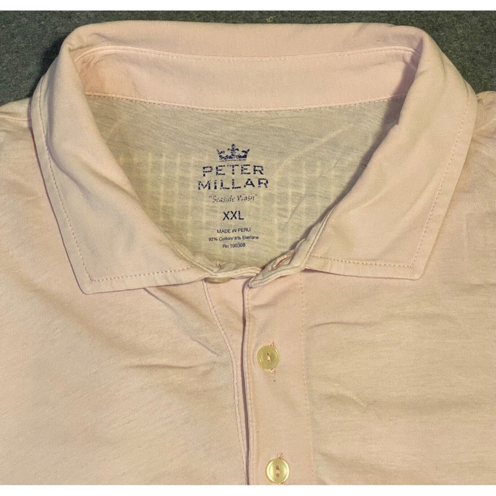 PETER‎ MILLAR mens SEASIDE WASH Polo Golf Shirt XXL PINK short sleeve - Picture 4 of 11